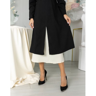 Чорна сукня з шифоновою вставкою 111602 Чорна сукня з шифоновою вставкою 111602