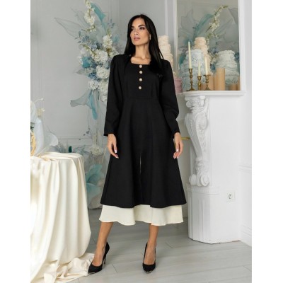 Чорна сукня з шифоновою вставкою 111602 Чорна сукня з шифоновою вставкою 111602
