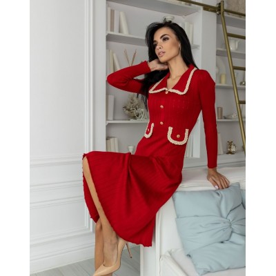 Платье с плетением красное 111605 Платье с плетением красное 111605