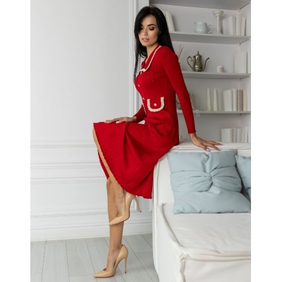 Платье с плетением красное 111605 Платье с плетением красное 111605