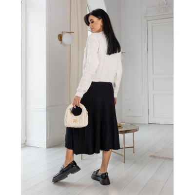 Трикотажна спідниця міді чорна 111608 Трикотажна спідниця міді чорна 111608