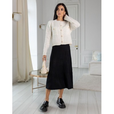 Трикотажна спідниця міді чорна 111608 Трикотажна спідниця міді чорна 111608