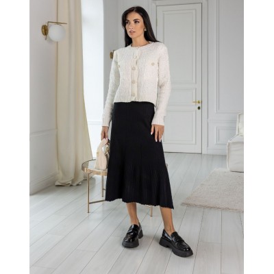 Трикотажна спідниця міді чорна 111608 Трикотажна спідниця міді чорна 111608