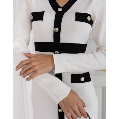 Біла сукня міді з гудзиками 111611 Біла сукня міді з гудзиками 111611