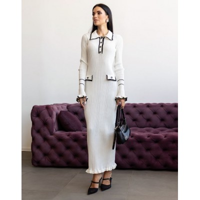 Трикотажна сукня максі біла 111521 Трикотажна сукня максі біла 111521