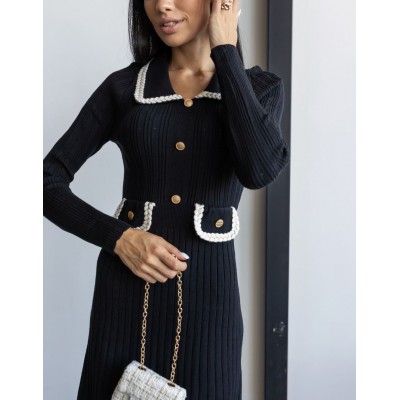 Сукня міді з плетінням чорна 111528 Сукня міді з плетінням чорна 111528