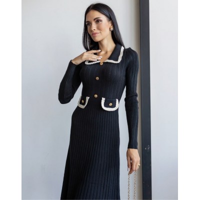 Сукня міді з плетінням чорна 111528 Сукня міді з плетінням чорна 111528