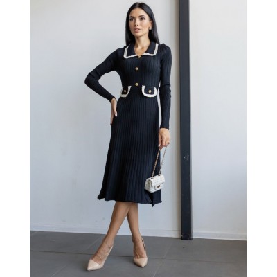 Сукня міді з плетінням чорна 111528 Сукня міді з плетінням чорна 111528