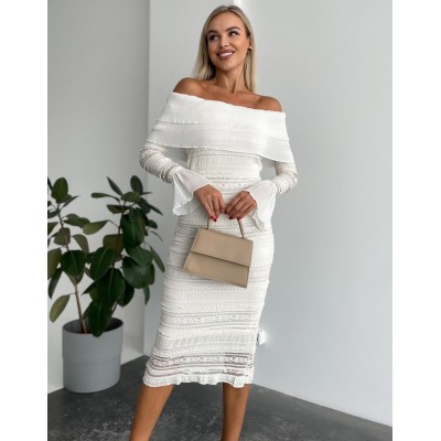 Мереживна сукня з відкритими плечима 111536 Мереживна сукня з відкритими плечима 111536