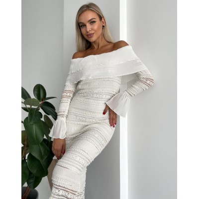 Мереживна сукня з відкритими плечима 111536 Мереживна сукня з відкритими плечима 111536