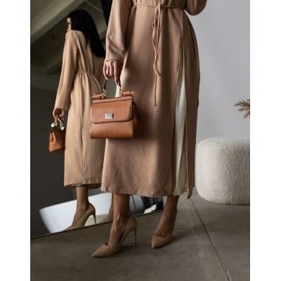 Комбінована сукня бежева 111584 Комбінована сукня бежева 111584