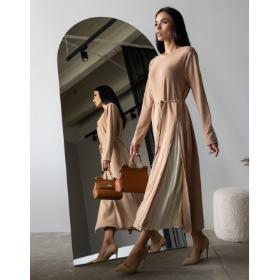 Комбінована сукня бежева 111584 Комбінована сукня бежева 111584