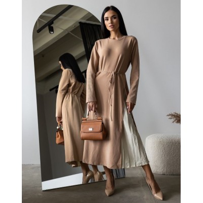 Комбінована сукня бежева 111584 Комбінована сукня бежева 111584