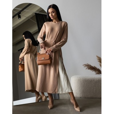 Комбінована сукня бежева 111584 Комбінована сукня бежева 111584